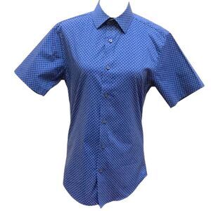 Lucky Brand Men's Blue Short Sleeve Button‎ Down Collared Shirt Small